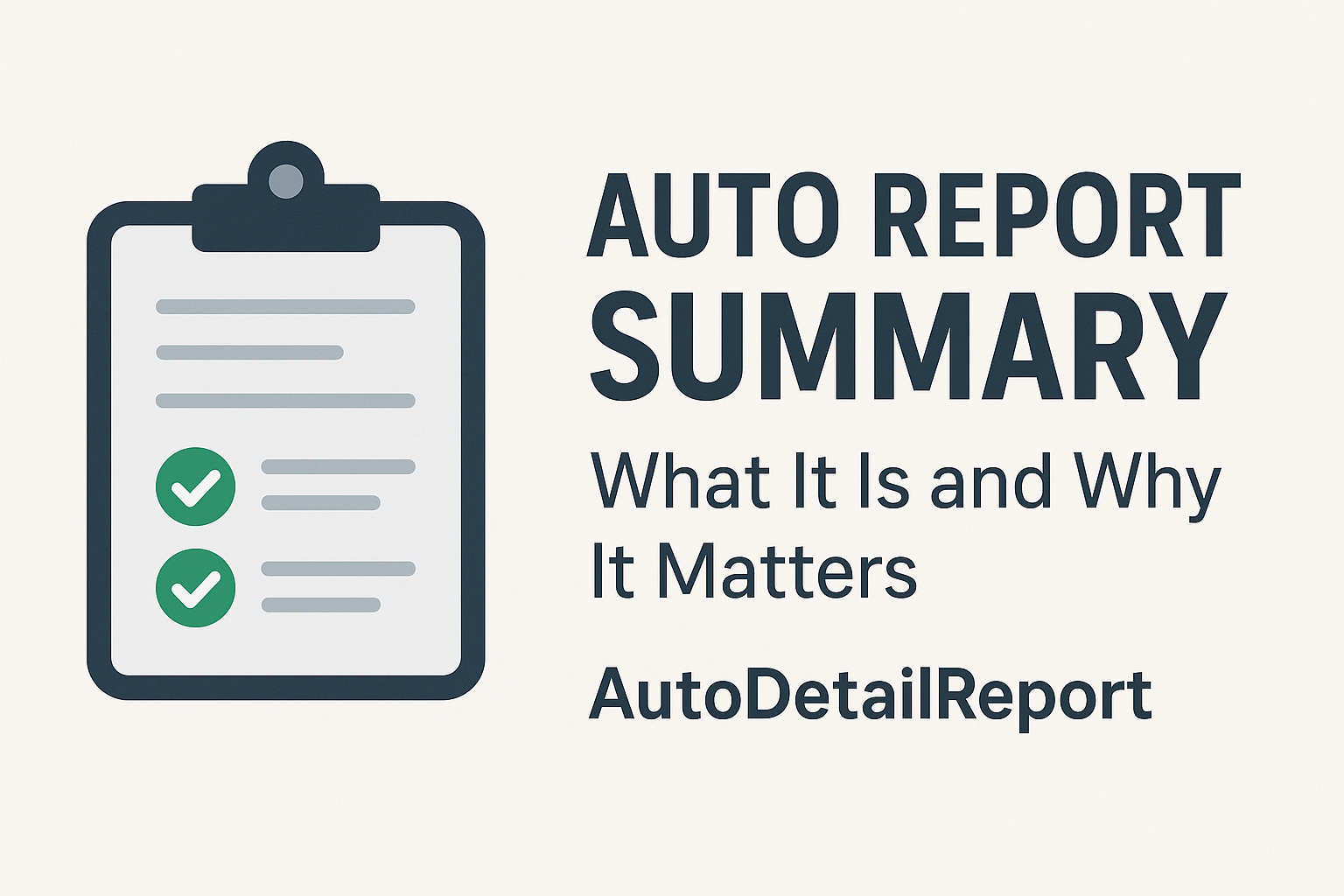 Auto report summary showing a vehicle history checklist and VIN report overview.